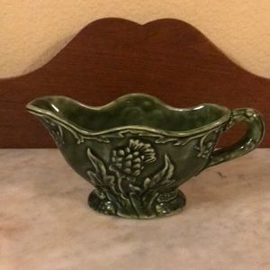 Olfaire-Gravy Boat-Green With Flower-10 OZ